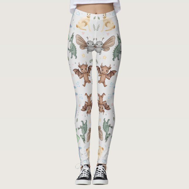 Leggings motif cryptide Mothman & Amis (Devant)