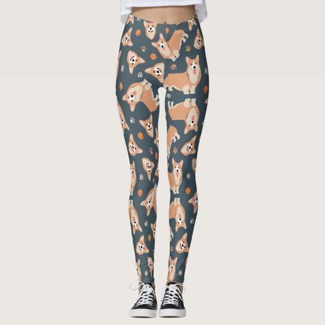 Leggings Motif Cute Corgi (Devant)