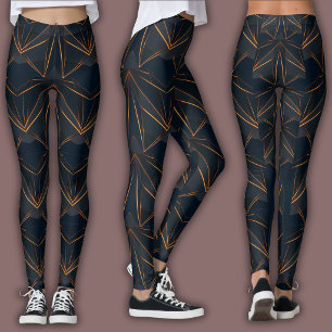 Leggings Motif Cyber Abstrait   Néon Cuivre Brillant