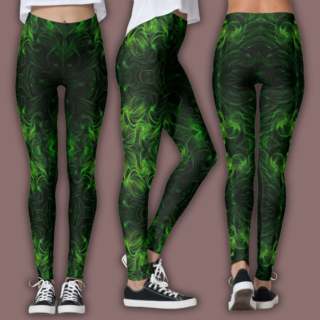 Leggings Motif Cybernétique Abstrait | Plasma Noir et Citro (Créateur téléchargé)