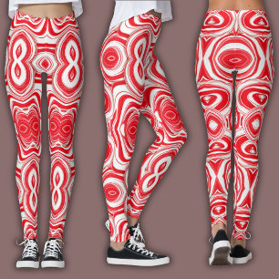 Leggings Motif Cybernétique Abstrait Rouge/Blanc Hypnotiq