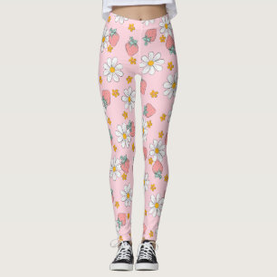 Leggings Motif Daisy Fraise d'Été