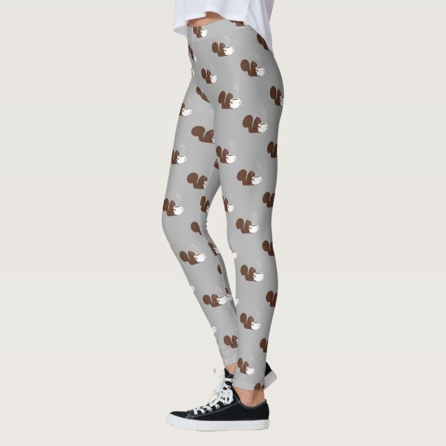 Leggings Motif d'amant de café d'écureuil (Gauche)