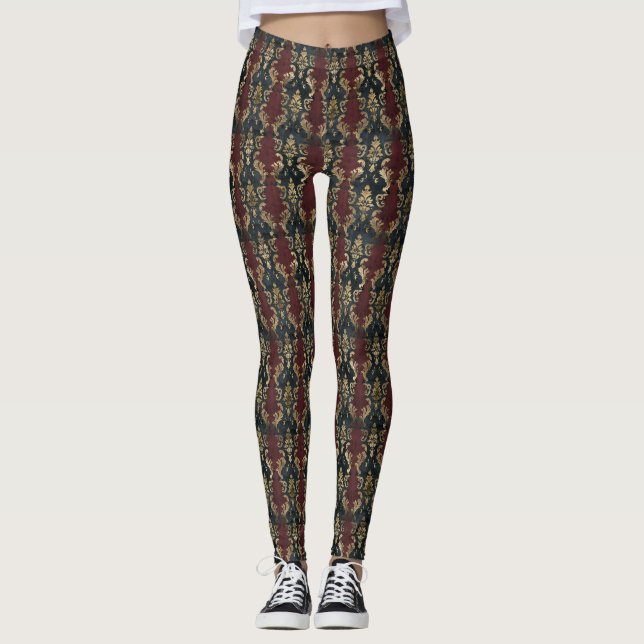 Leggings Motif Damask Noir Or Persan (1) (Devant)