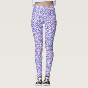 Leggings motif damassé floral bleu