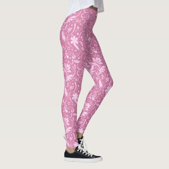 Leggings Motif damassé floral rose (Droite)