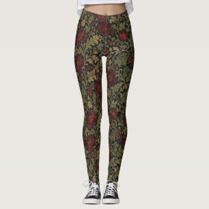 Leggings Motif damassé floral victorien foncé
