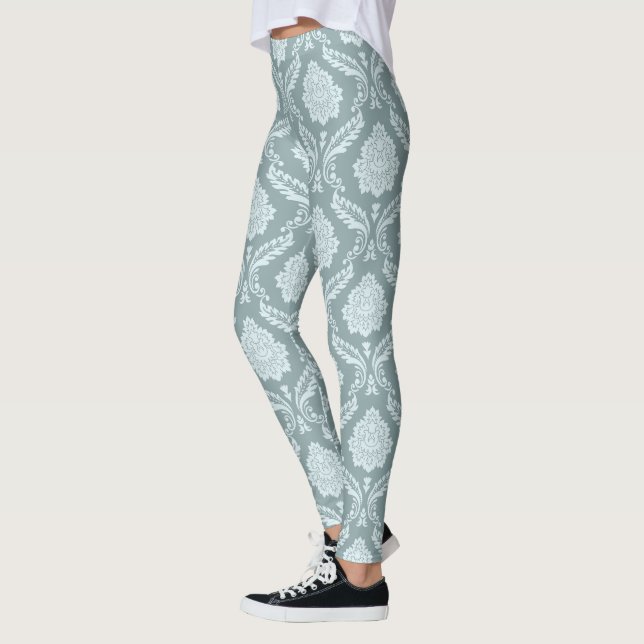 Leggings Motif damassé rococo œuf de canard bleu+ sarcelle (Gauche)