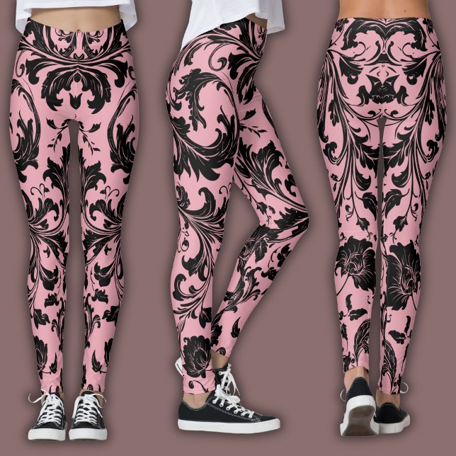 Leggings Motif Damassé | Rouge Pâle & Noir (Créateur téléchargé)