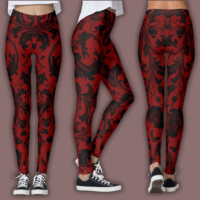 Leggings Motif Damassé | Vin Noir & Rouge (Créateur téléchargé)