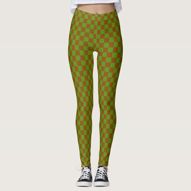 Leggings Motif damier pomme caramel (Devant)