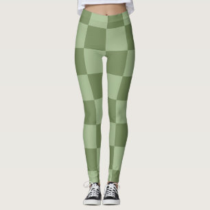 Leggings Motif damier vert sauge minimaliste