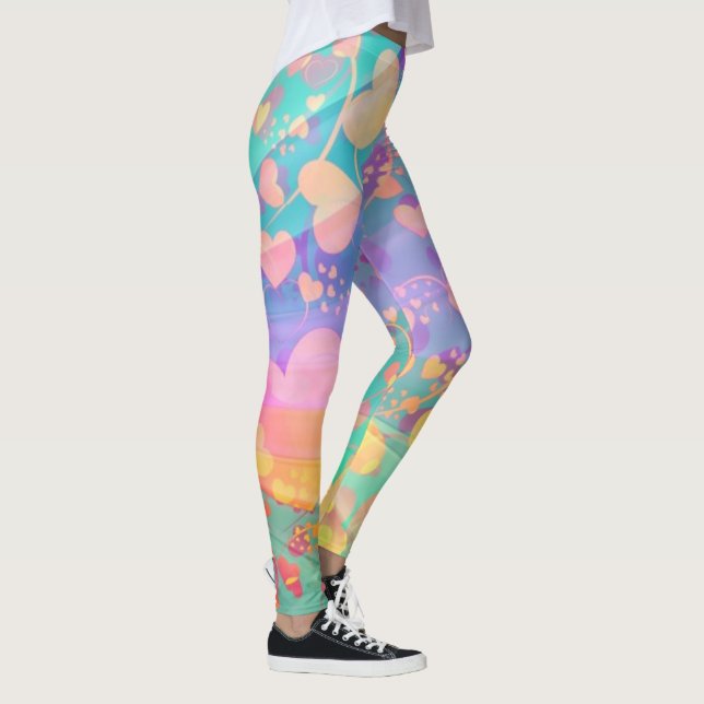 Leggings Motif d'amour de cœur Design pastel (Droite)