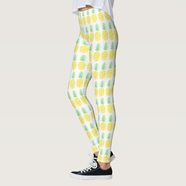 Leggings Motif d'ananas mignon jaune et vert (Gauche)