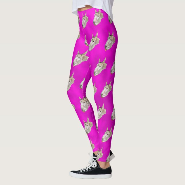 Leggings Motif D'Âne Rose Chaud Et Violet, (Gauche)