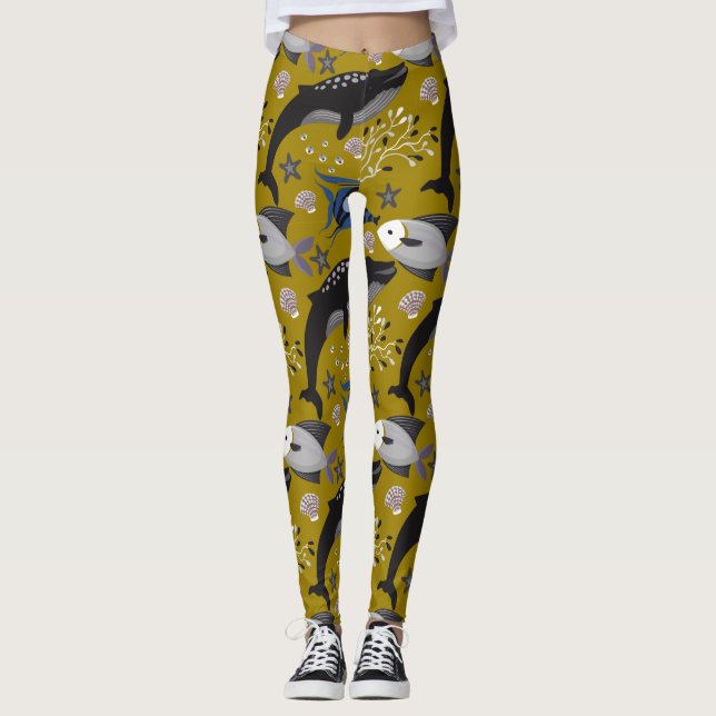 Leggings Motif d'animaux aquatiques | vie sous-marine 18 (Devant)