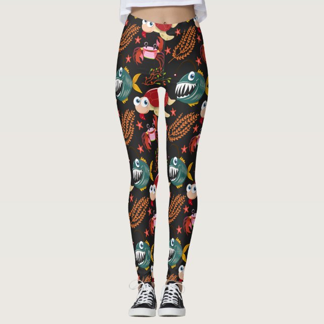 Leggings Motif d'animaux aquatiques | vie sous-marine en me (Devant)