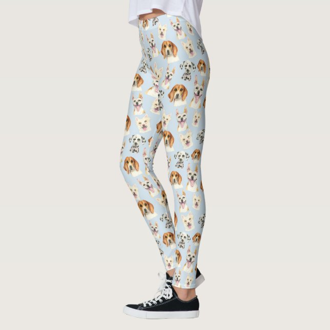 Leggings Motif d'aquarelle de chiot (Gauche)