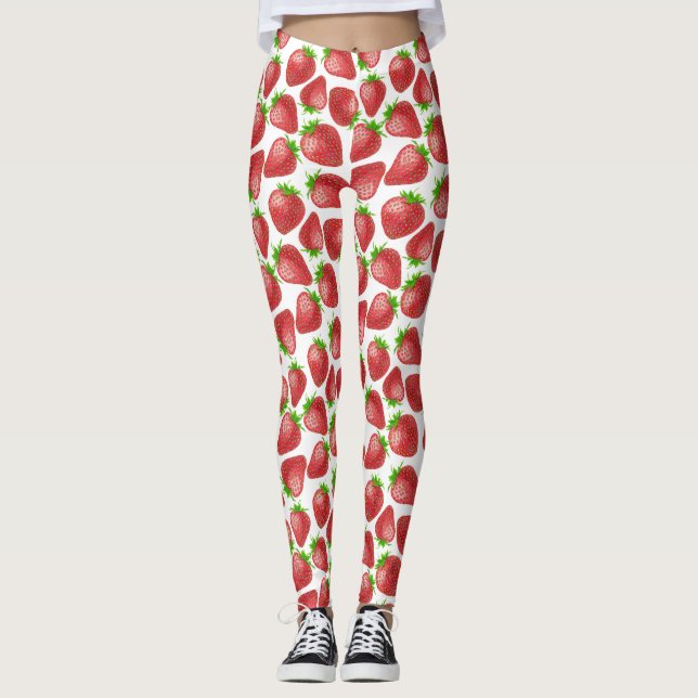 Leggings Motif d'aquarelle de fraises (Devant)