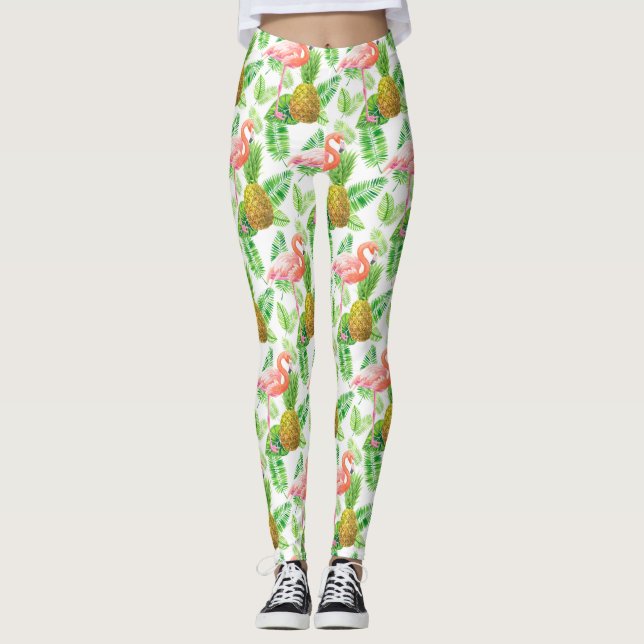 Leggings Motif d'aquarelle de jardin tropical (Devant)