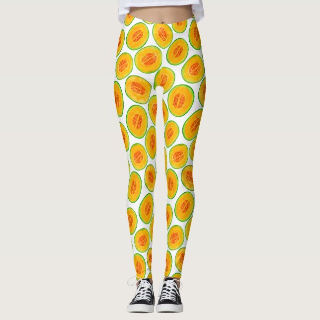 Leggings Motif d'aquarelle de tranches de melon (Devant)