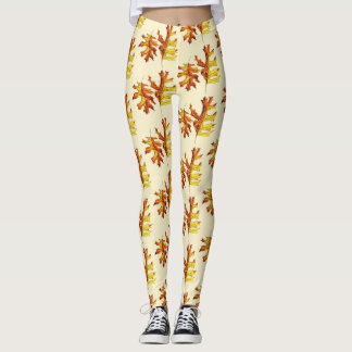 Leggings Motif d'aquarelle des feuilles d'automne