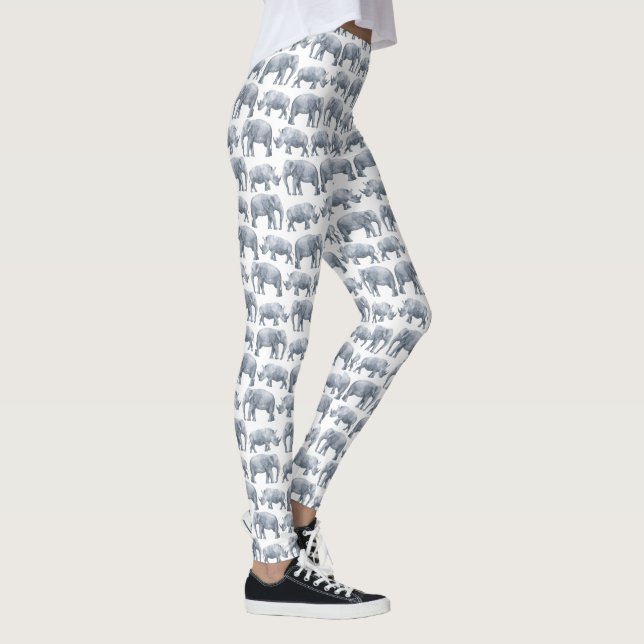 Leggings Motif d'aquarelle Elephant Rhino (Droite)