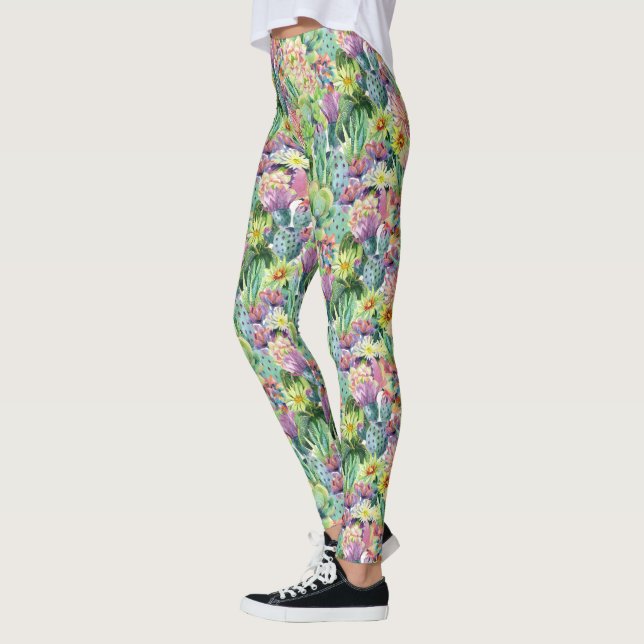 Leggings Motif d'aquarelle en fleurs exotiques (Gauche)