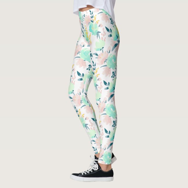 Leggings Motif d'aquarelle florale (Gauche)