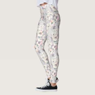 Leggings Motif d'aquarelle rose doux