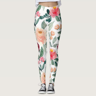 Leggings Motif d'aquarelle Rose rose pâle