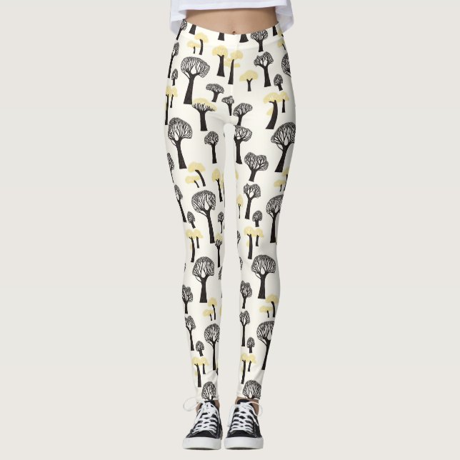Leggings Motif d'arbre de baobab lunaire (Devant)