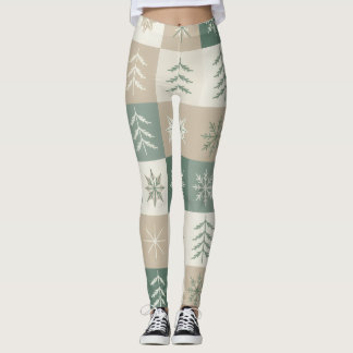 Leggings Motif d'arbre de Noël scandinave sans couture