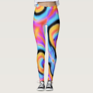 Leggings Motif d'art Abstrait couleur orange rose