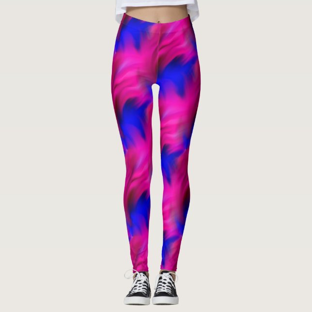 Leggings Motif d'art Abstrait rose et bleu (Devant)