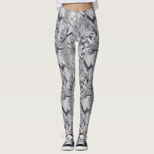 Leggings Motif d'art en ligne de tulipe géométrique moderne