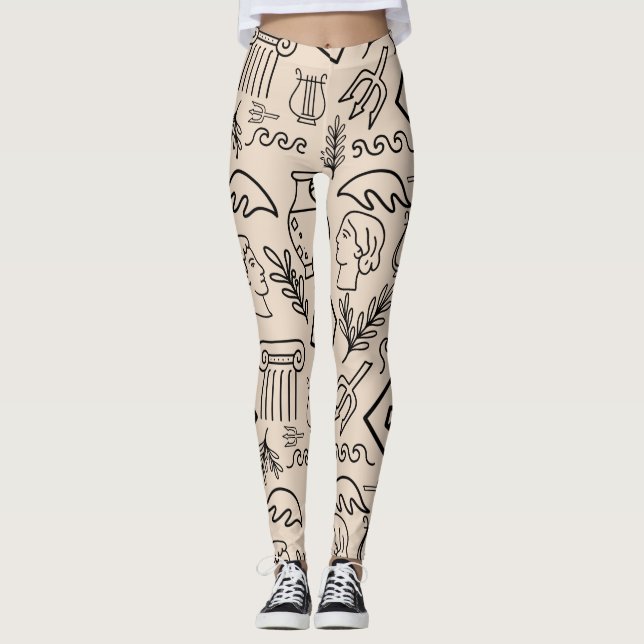 Leggings Motif d'art linéaire de la Grèce antique (Devant)