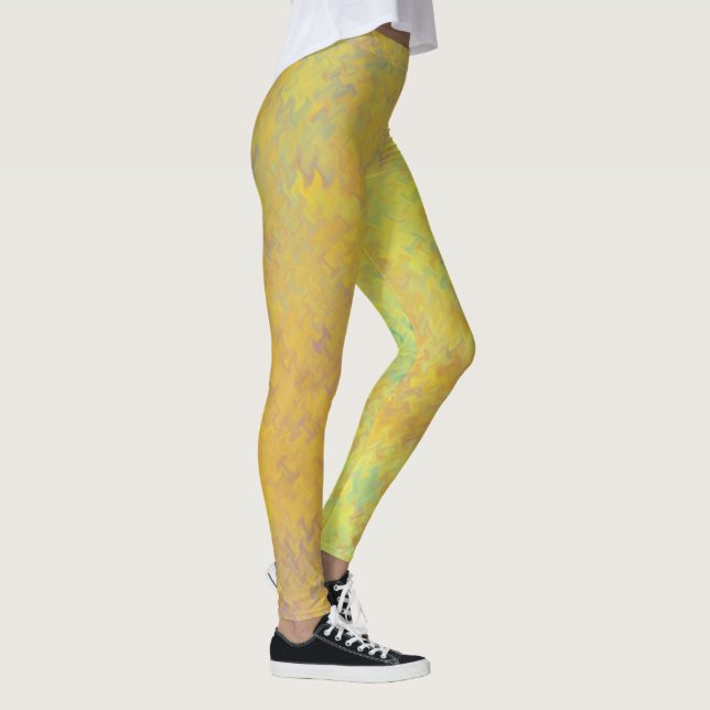 Leggings Motif d'art marbré jaune doré brillant (Droite)