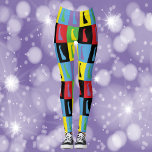 Leggings Motif d'art pop d'état Delaware Outline<br><div class="desc">Es-tu un fier Delawarean ? Ces leggings ont un motif pop art amusant avec le contour de l'état du Delaware en jaune,  noir,  bleu,  vert,  rouge et violet.</div>