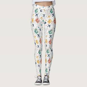 Leggings Motif d'aviation de voyage mondial (2)