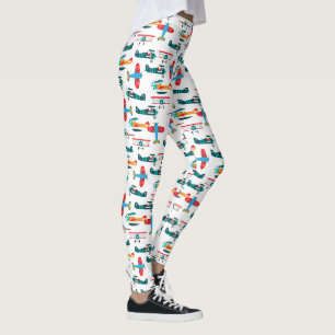 Leggings motif d'avion rétro vintage