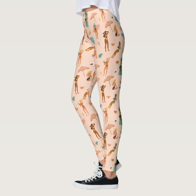 Leggings Motif de bains de soleil de plage (Gauche)