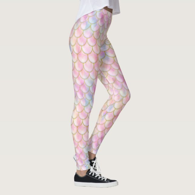 Leggings Motif de balance de sirène Pastel Iridescente (Droite)