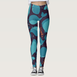 Leggings Motif de baleine bleue