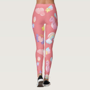 Leggings Motif de ballon arc-en-ciel rose doux dinosaure