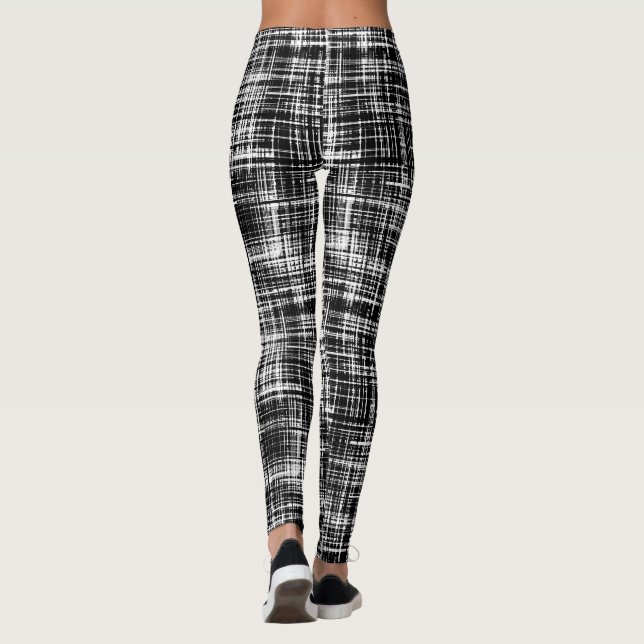 Leggings Motif de bande Abstrait noir et blanc (Dos)