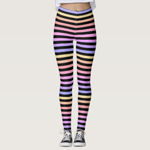 Leggings Motif de bande arc-en-ciel noir