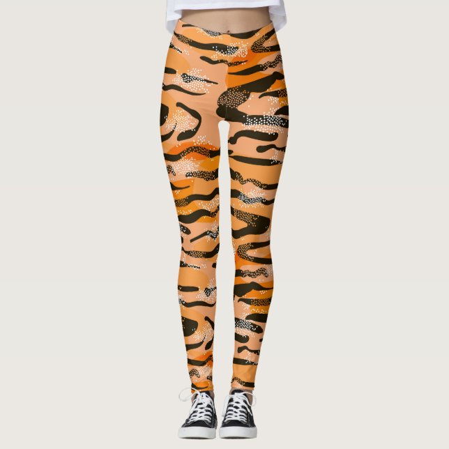 Leggings Motif de bande de tigre de pêche (Devant)