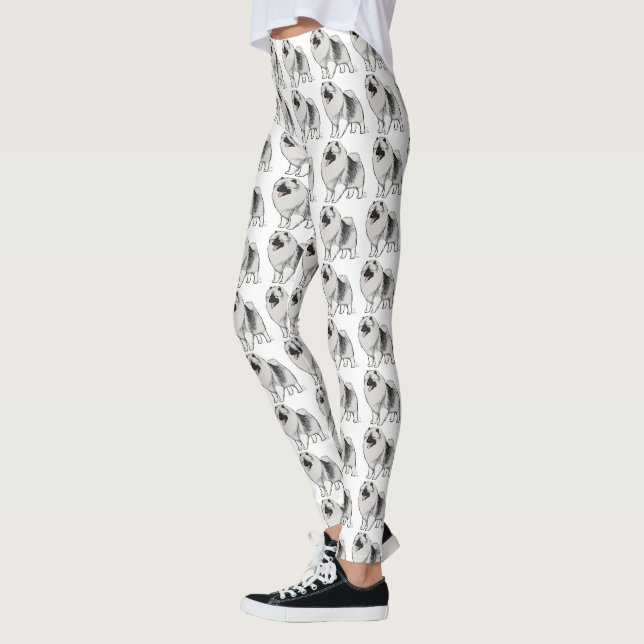 Leggings Motif de bande dessinée de chien de Keeshond (Gauche)