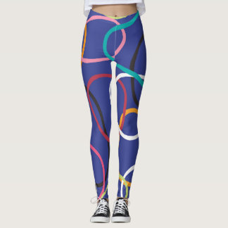 Leggings Motif de bandes Cercles Abstraits vintages